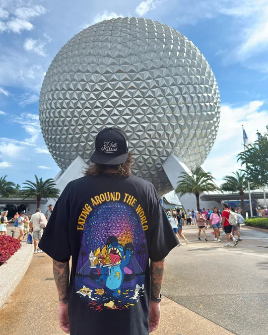 Customer wearing the World Buffet design at the parks