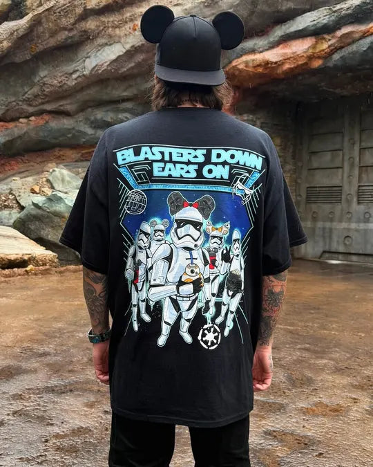 Customer wearing the Blaster design at the parks
