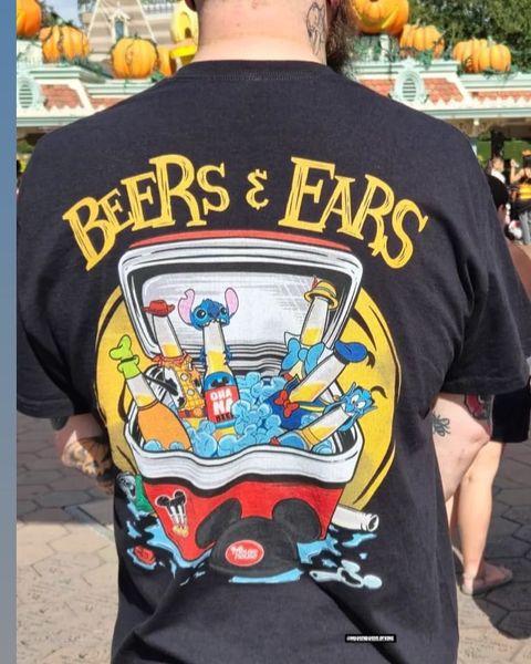 Someone wearing a Mouse House design in a theme park
